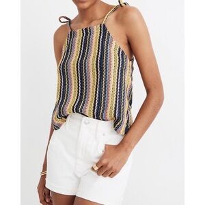 NWT MADEWELL Tie-Shoulder Rainbow Crochet Tank